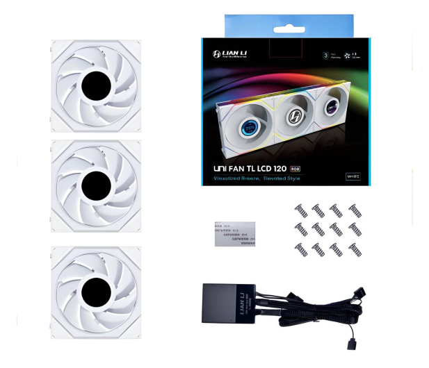 LIAN LI UNI FAN TL LCD Series fan White Triple Pack 3x120mm 12TLLCD3W - 1269500 - zdjęcie 4